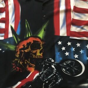 Men's Dragonfly skull motorcycle Biker Graphic Shirt American button down 5x